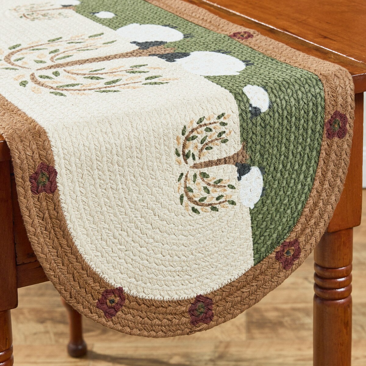 Willow & Sheep Braided Printed Table Runner 36" Long