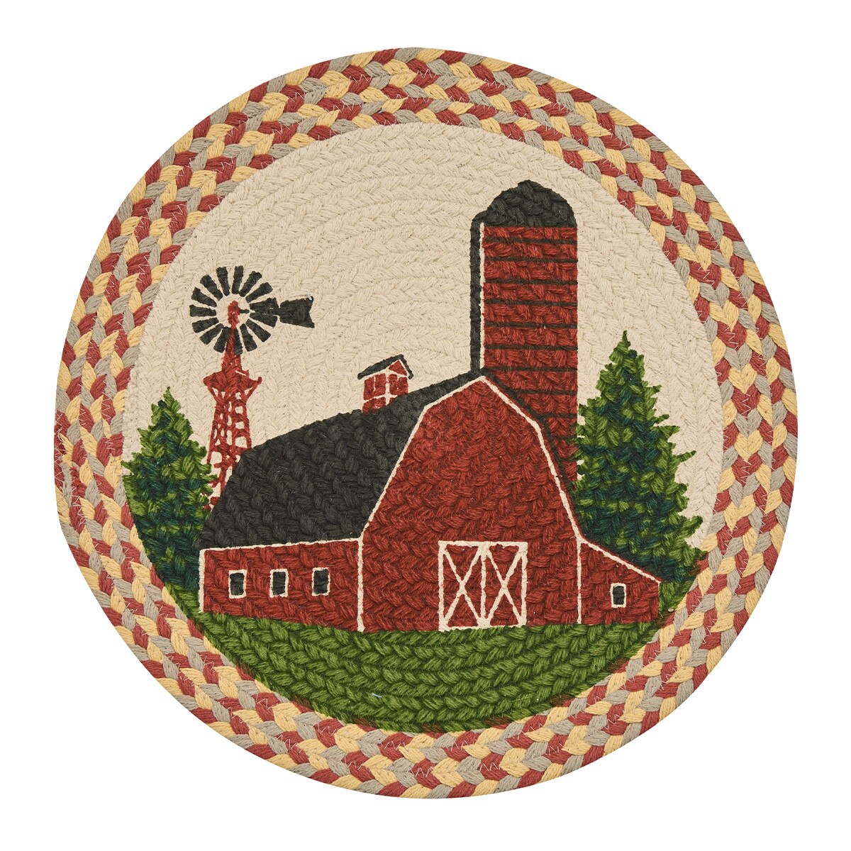 Barn Braided & Printed Placemat Round Set of 2