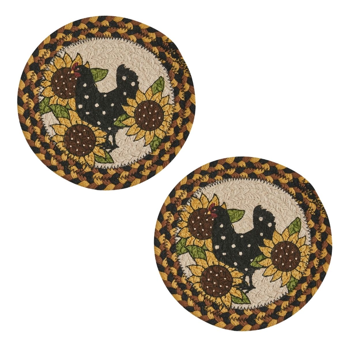 Henny Penny Braided & Printed Trivet 8" Diameter Round Set of 2