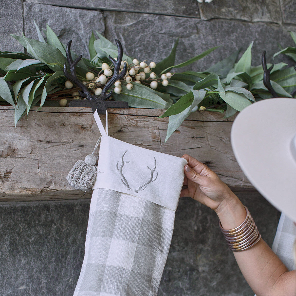 Iron Eva & Co Deer Antler Stocking Holder