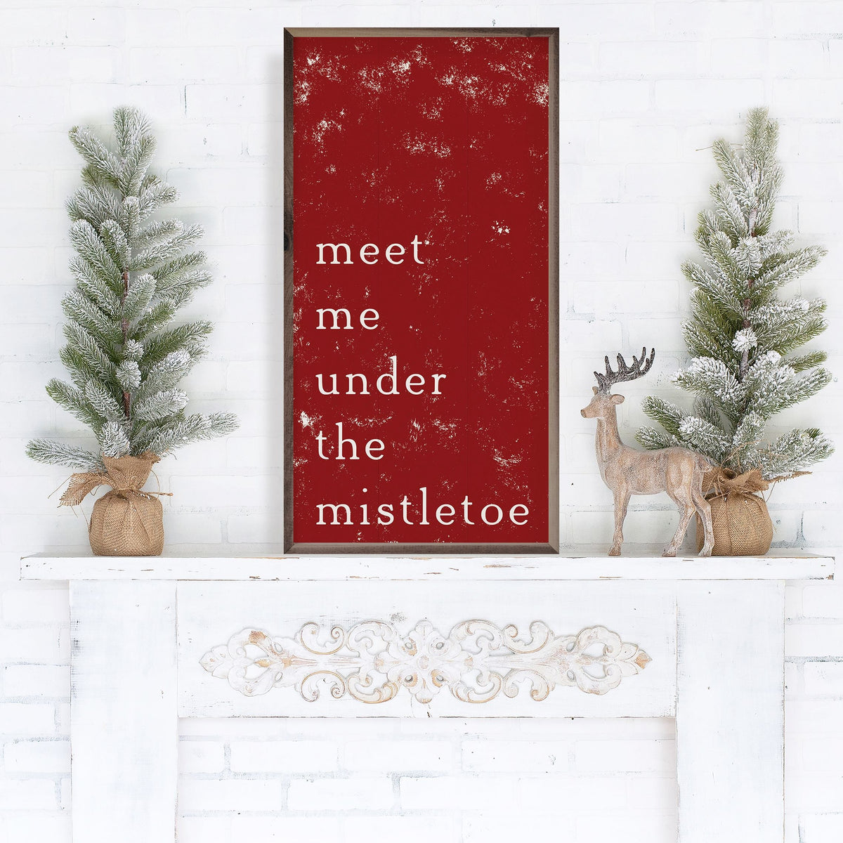 Meet Me Under the Mistletoe Red Printed and Framed Wall Sign