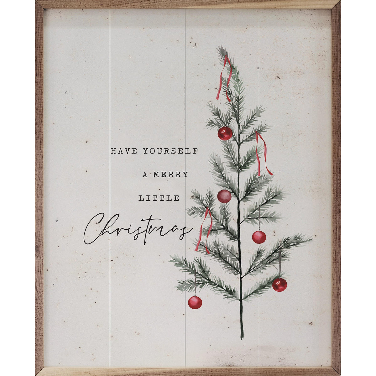 Have Yourself A Merry Little Christmas Tree Whitewash Printed and Framed Wall Sign