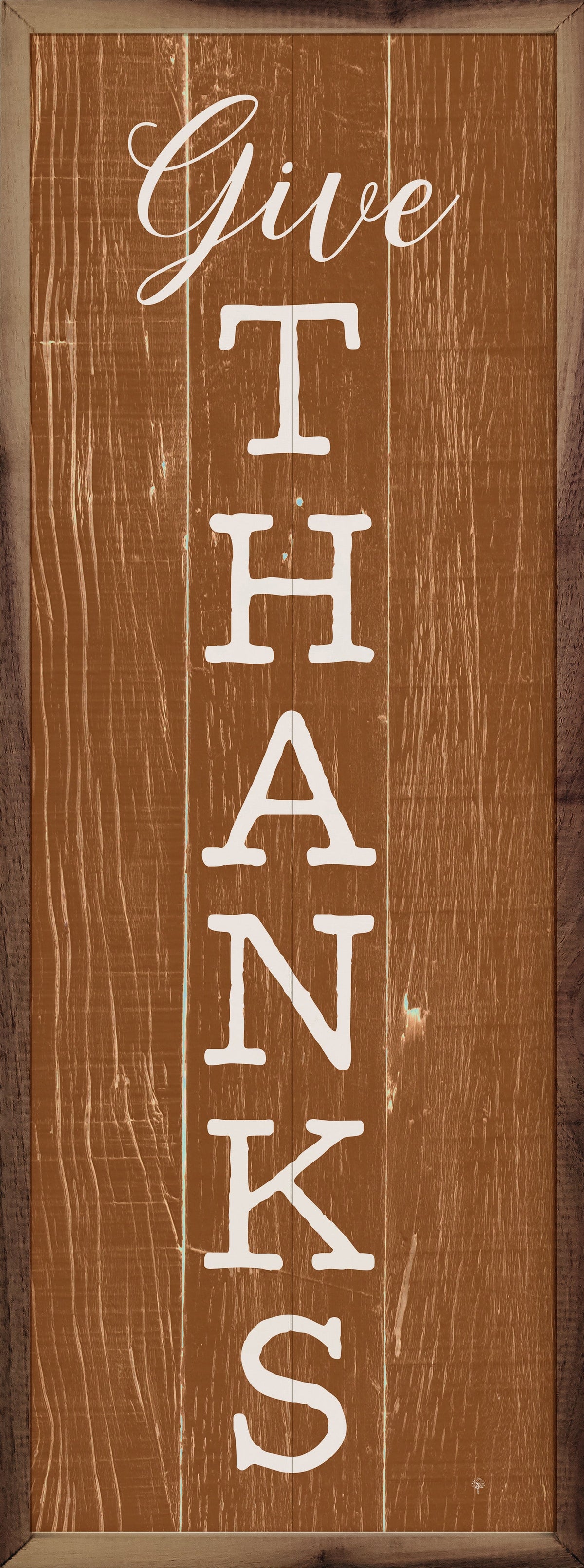 Give Thanks Orange Printed and Framed Wall Sign
