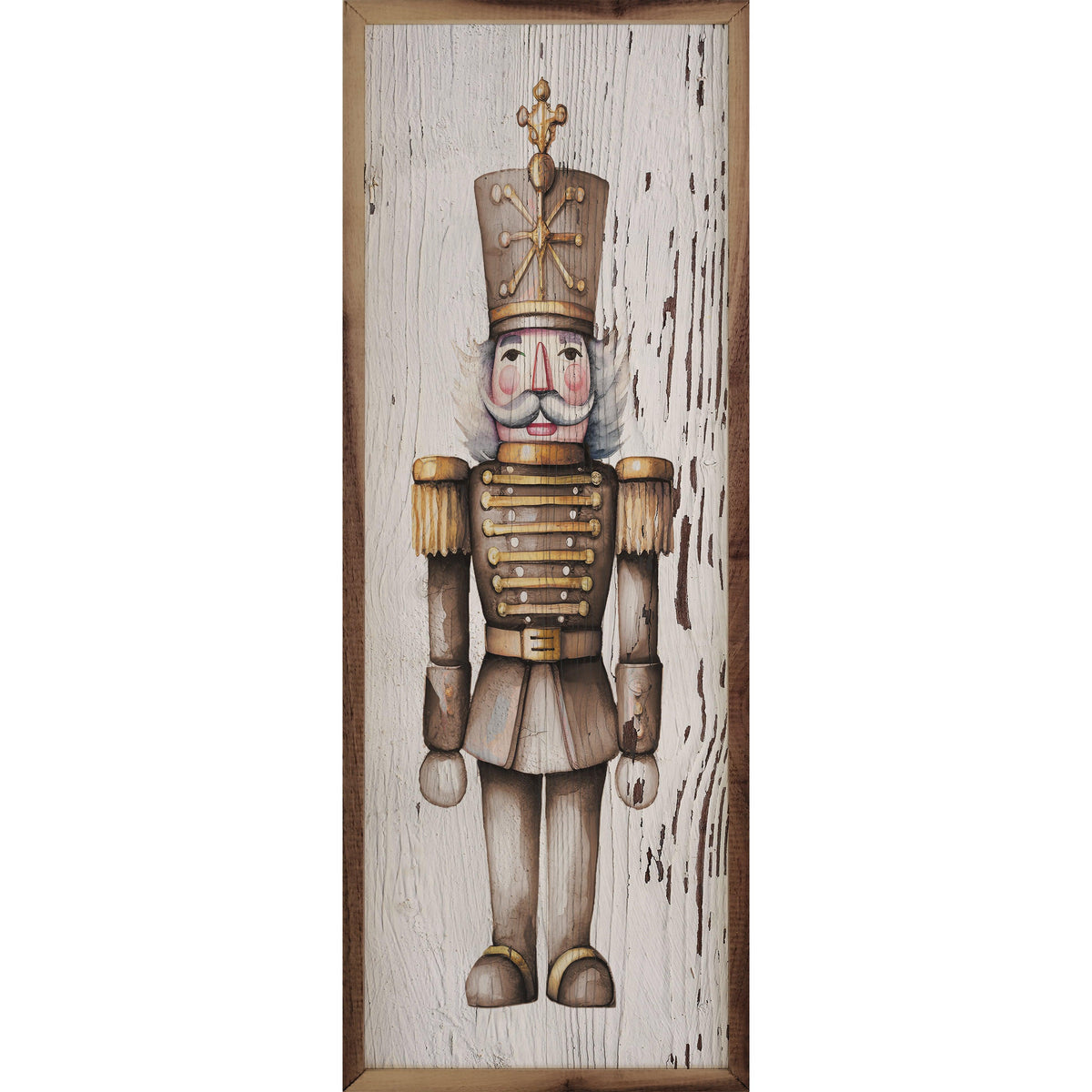 Gold Nutcracker Whitewash Printed and Framed Wall Sign