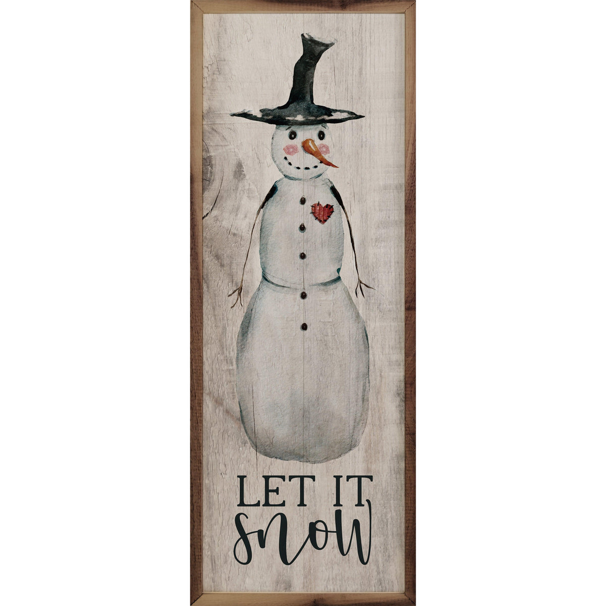 Let It Snow Snowman Whitewash Printed and Framed Wall Sign
