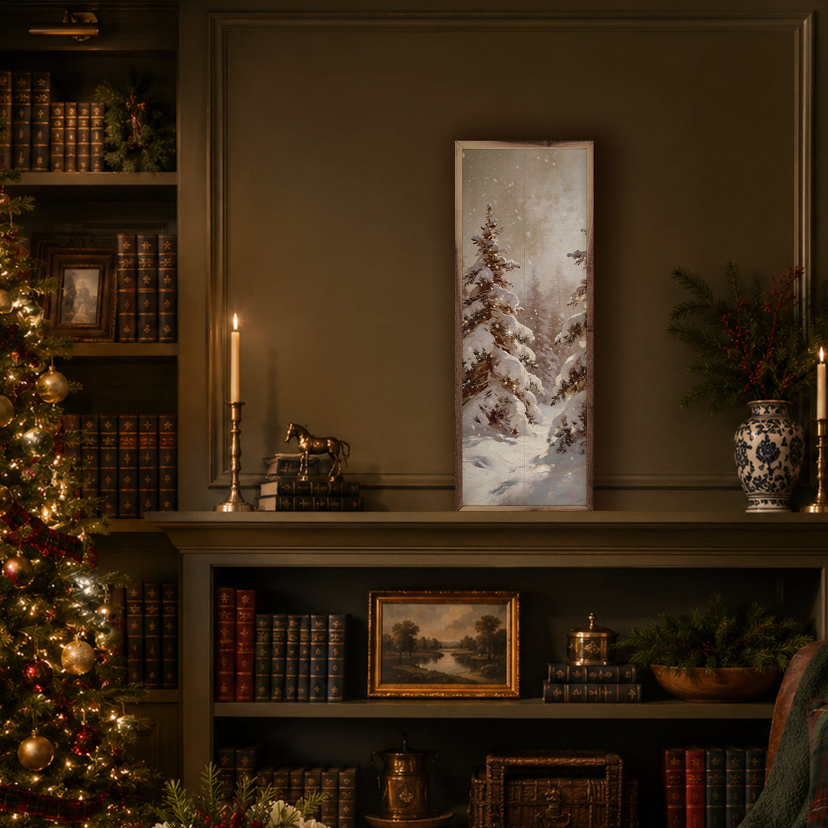 Pine Hollow Snowy Pines Printed and Framed Wall Sign