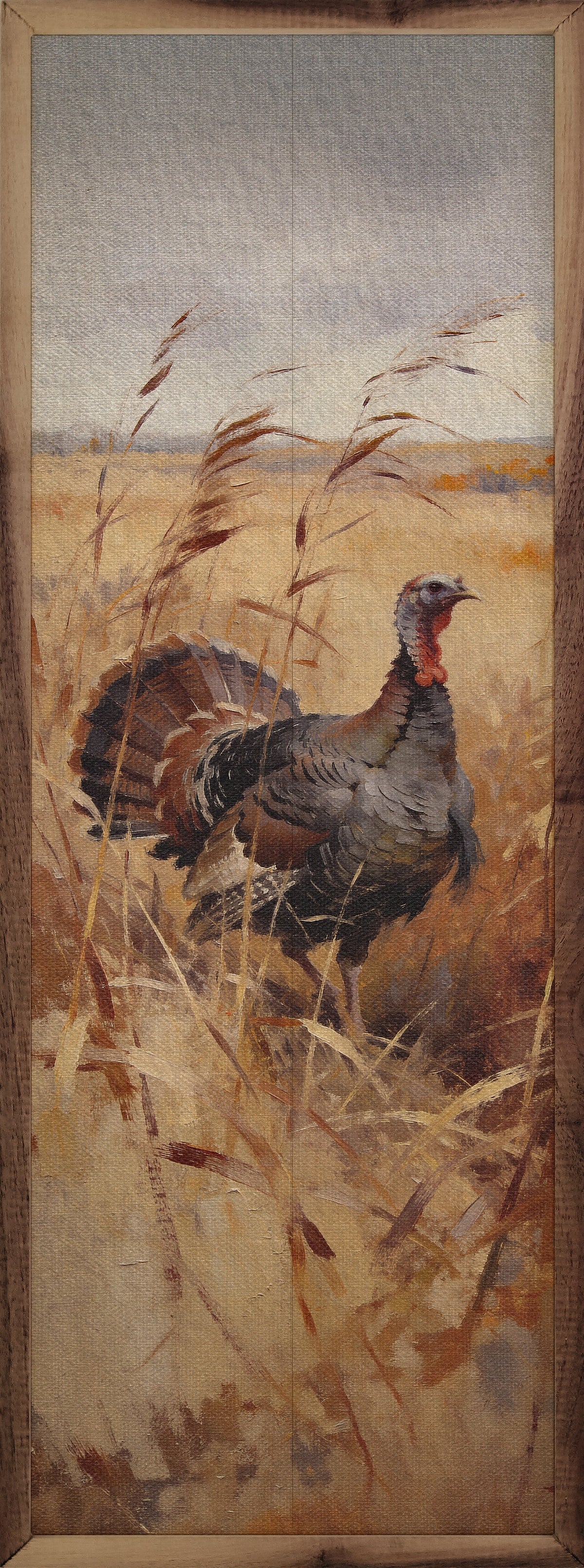 Prairie Turkey In Fall Grass Printed and Framed Wall Sign