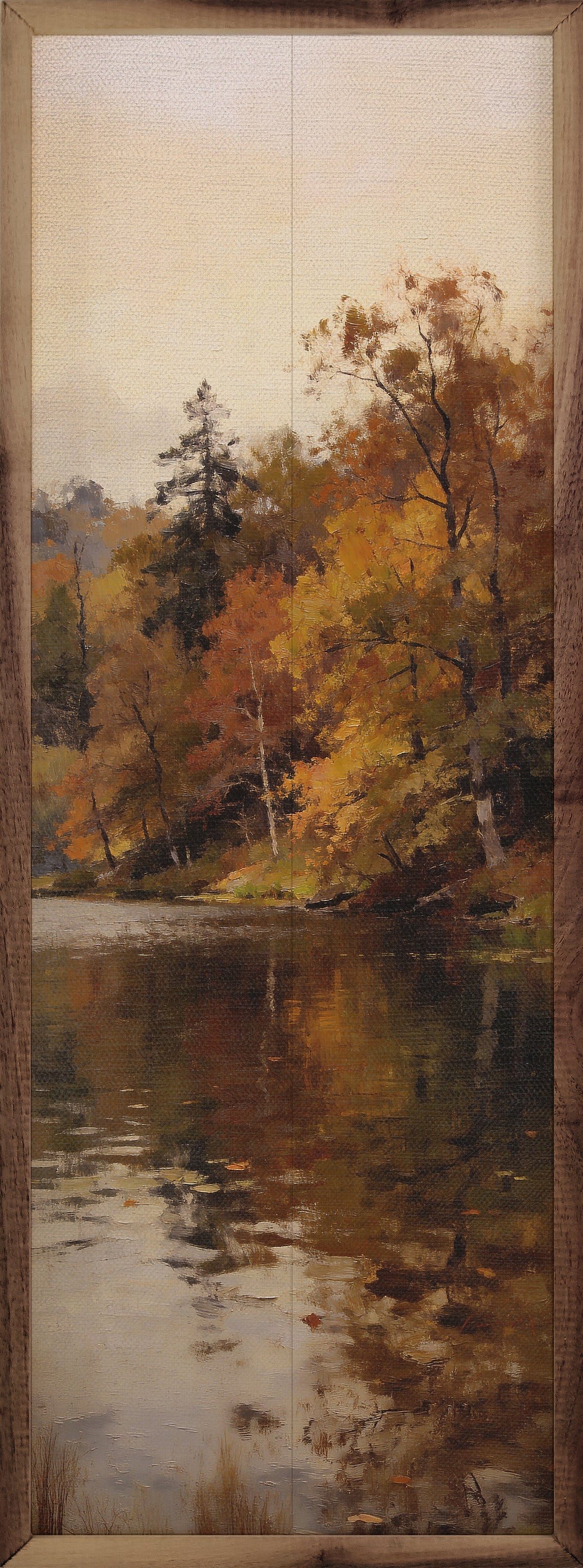Quiet Autumn River Reflections Printed and Framed Wall Sign