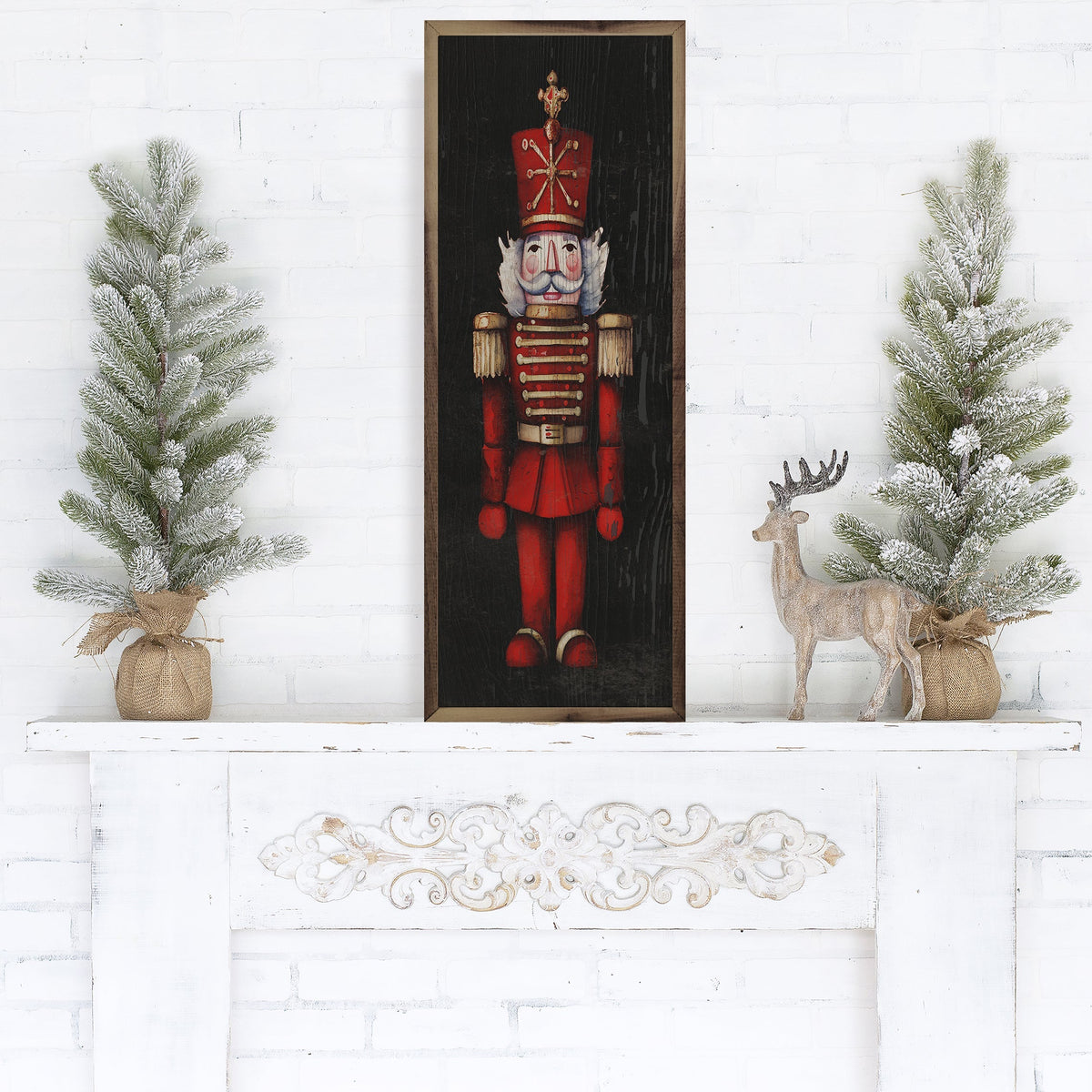 Red Nutcracker Black Printed and Framed Wall Sign