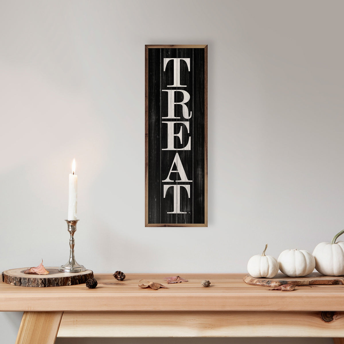 Set Treat Black Printed and Framed Wall Sign