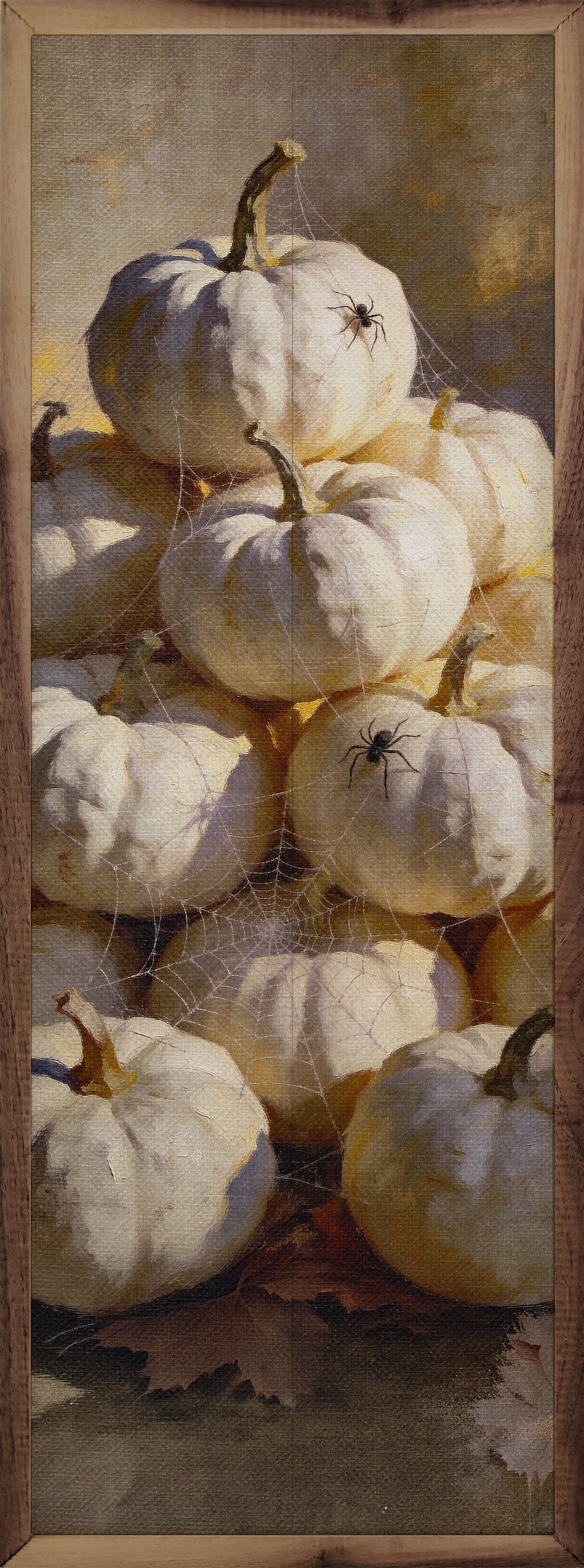 Spiders Across Pumpkins Printed and Framed Wall Sign