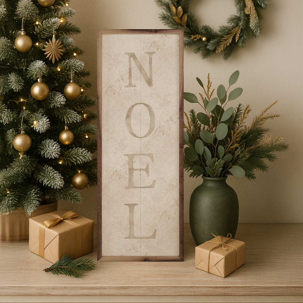Vintage Noel Printed and Framed Wall Sign