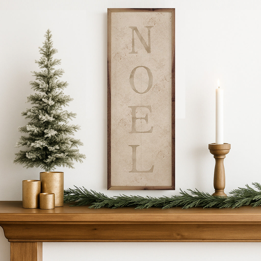 Vintage Noel Printed and Framed Wall Sign