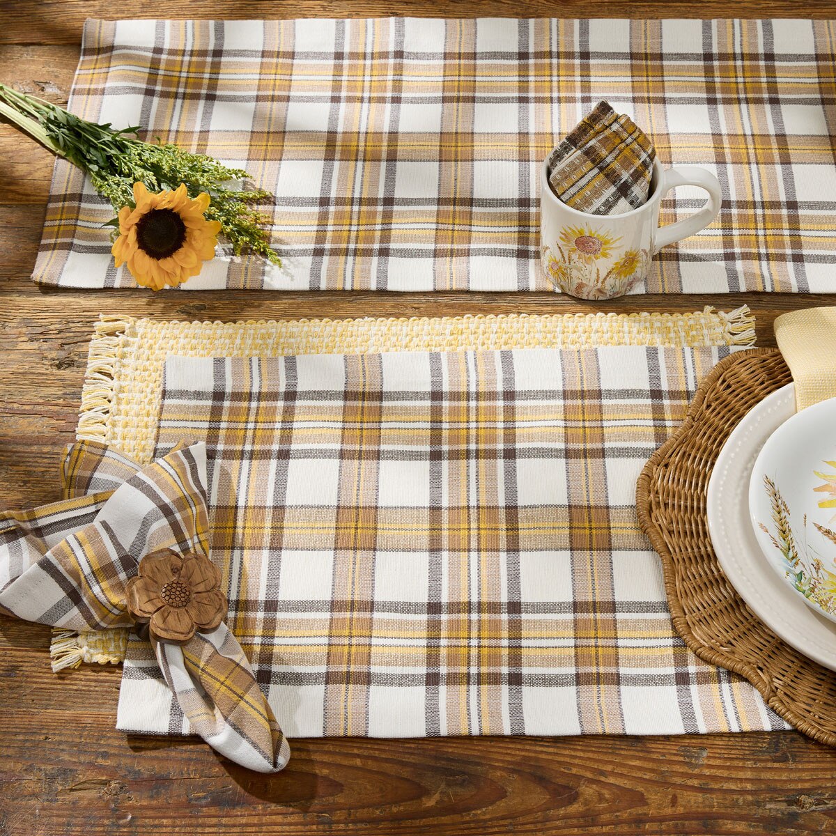 Maize Plaid Table Runner 54'' Long