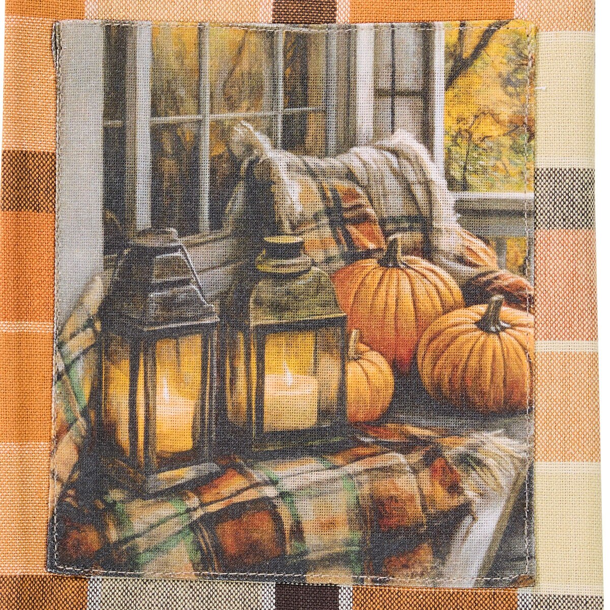 Rustic Fall Porch Patch Lantern Dishtowel Decorative