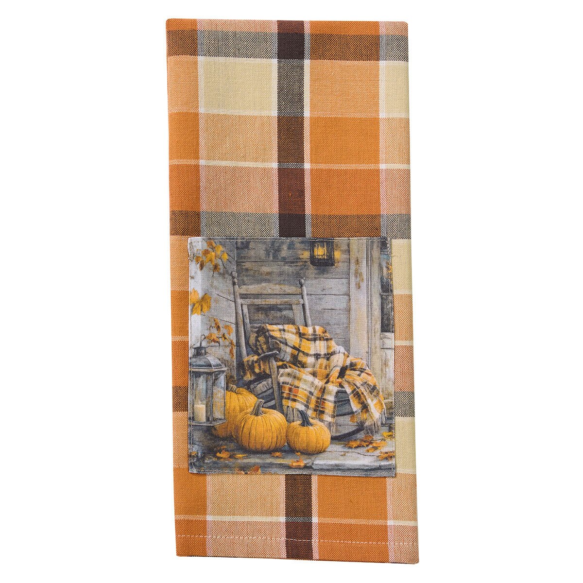 Rustic Fall Porch Patch Rocking Chair Dishtowel Decorative