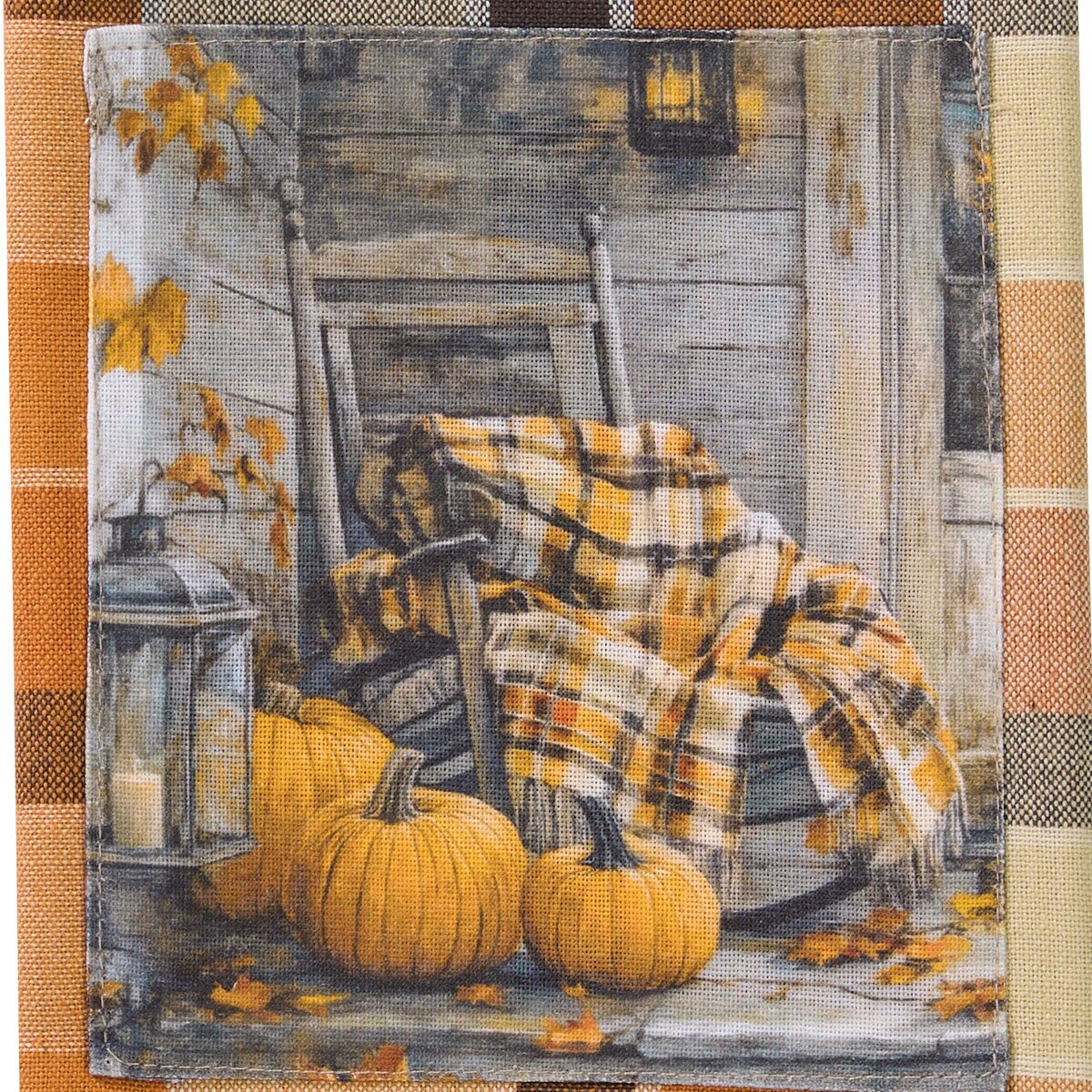Rustic Fall Porch Patch Rocking Chair Dishtowel Decorative