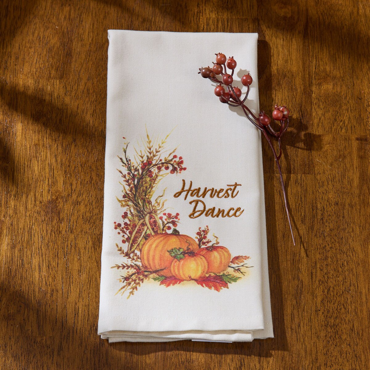 Harvest Dance Embroidered Dishtowel Decorative