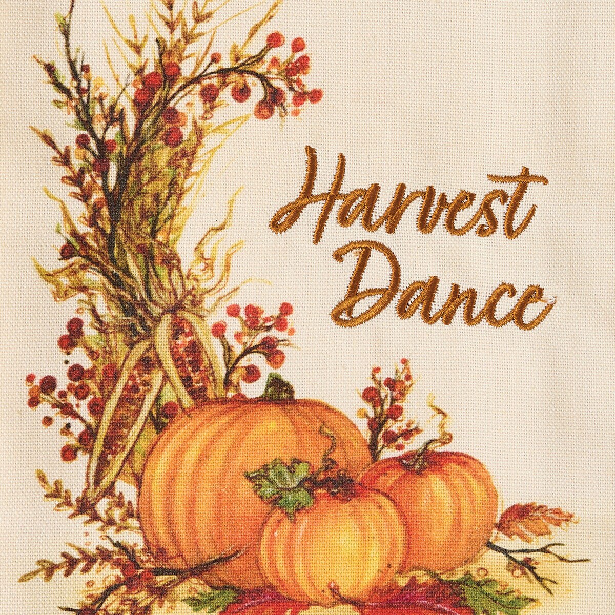 Harvest Dance Embroidered Dishtowel Decorative