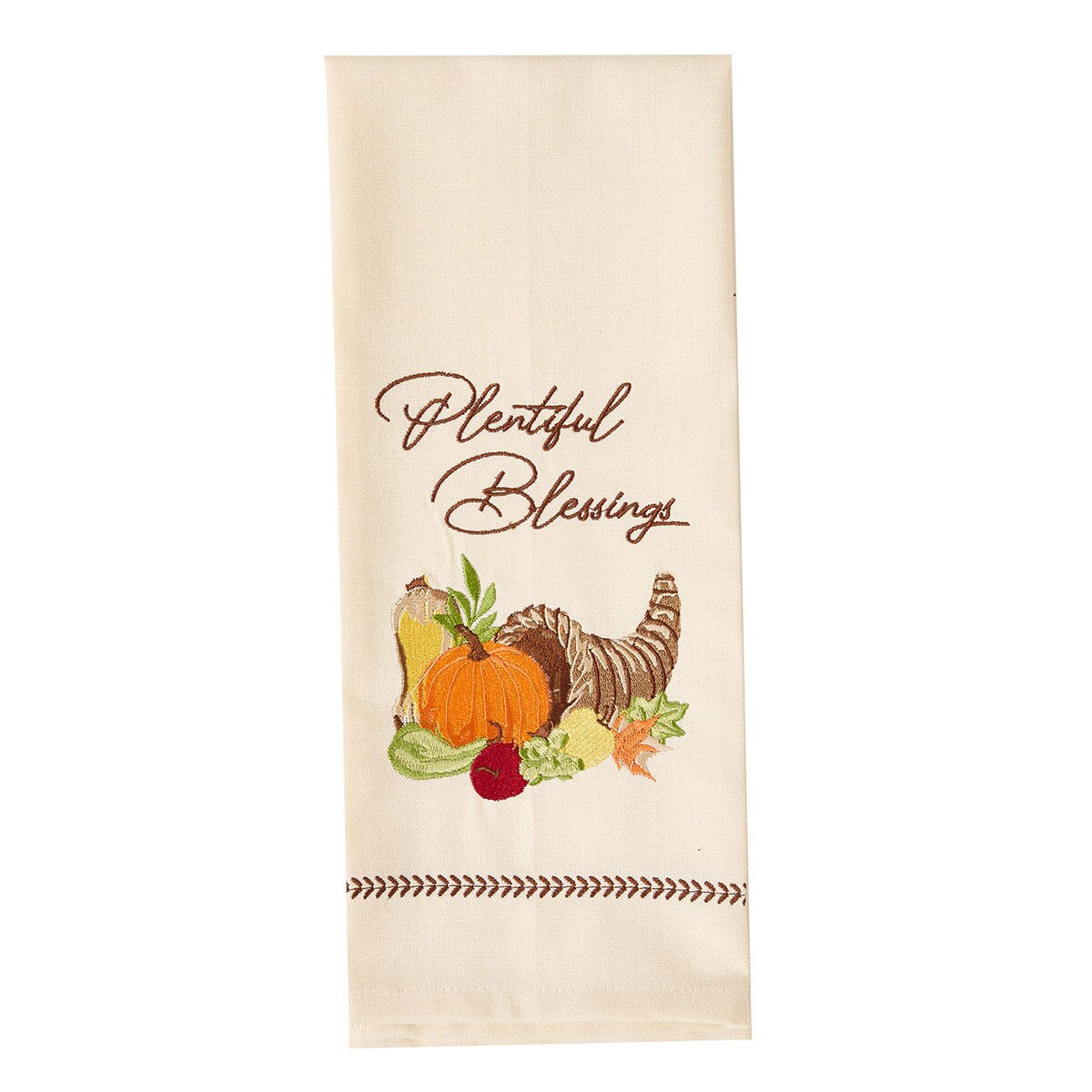 Cornucopia Embroidered Dishtowel Decorative