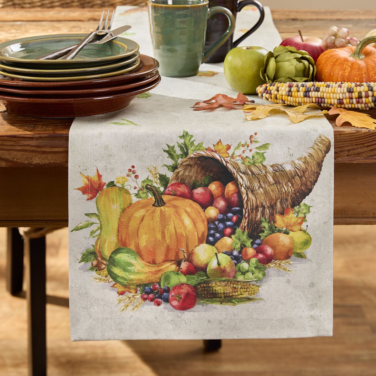 Cornucopia Printed Table Runner 54'' Long