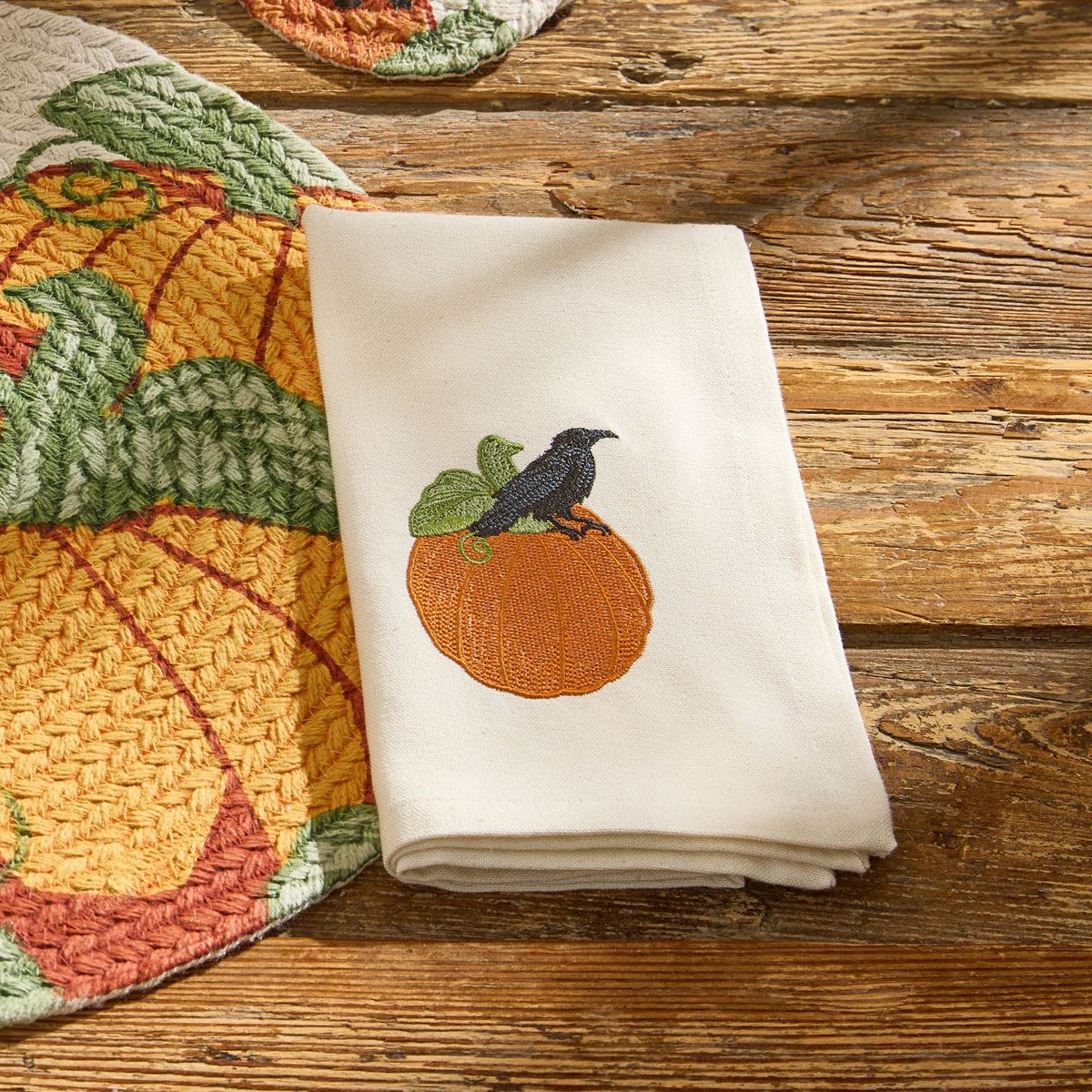 Watching Pumpkins Embroidered Napkin Set of 2