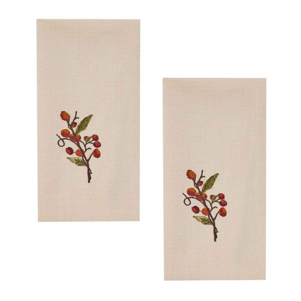 Fall Berries Embroidered Napkin Set of 2
