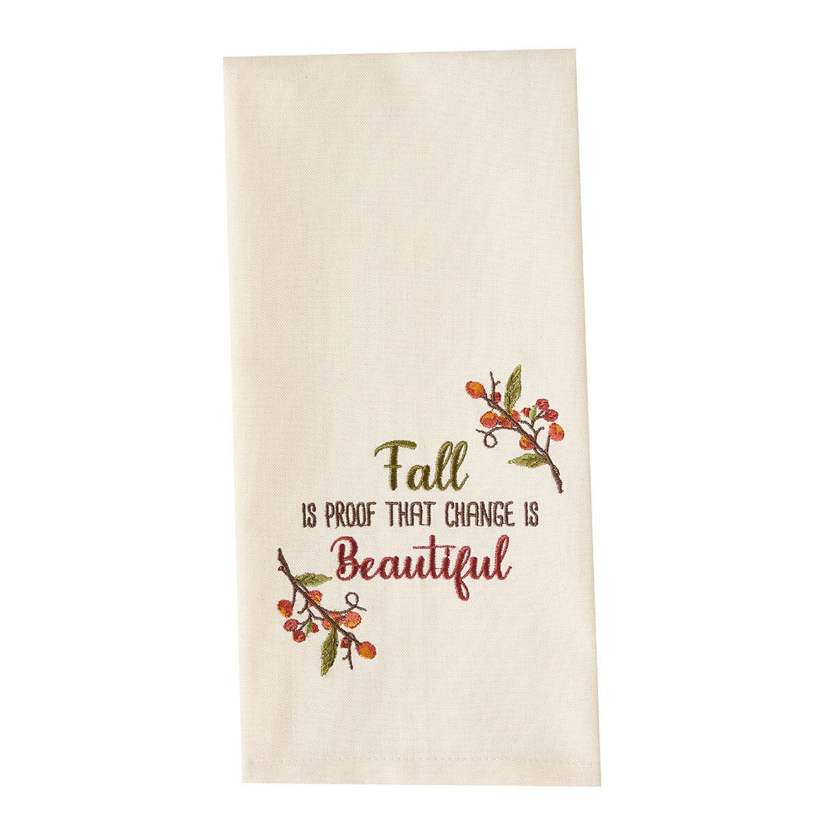 Fall Berries Embroidered Dishtowel Decorative