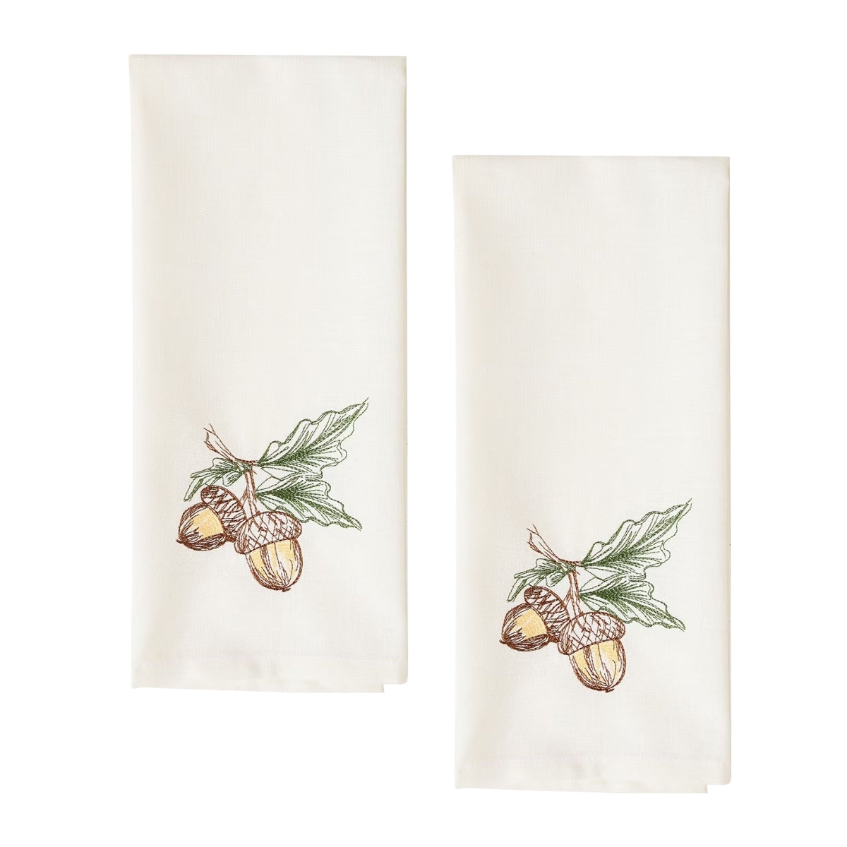 Acorns Embroidered Dishtowel Set of 2