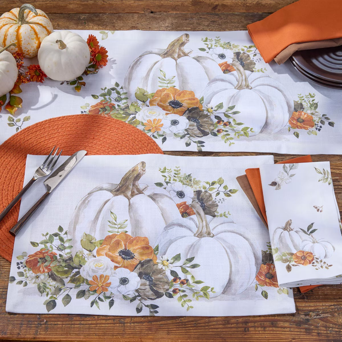 Pumpkins And Poppies Printed Napkin Set of 2