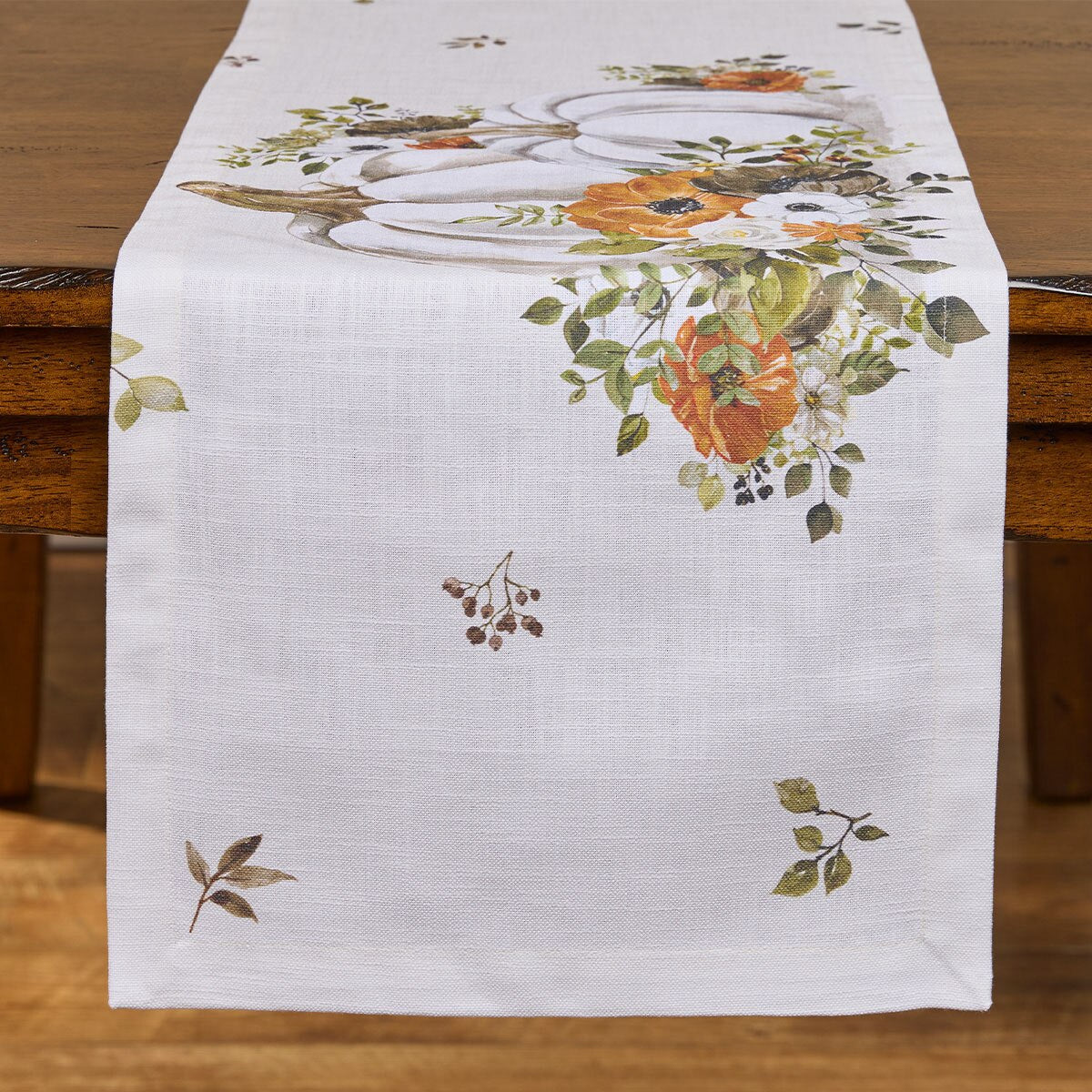 Pumpkins And Poppies Printed Table Runner 36" Long