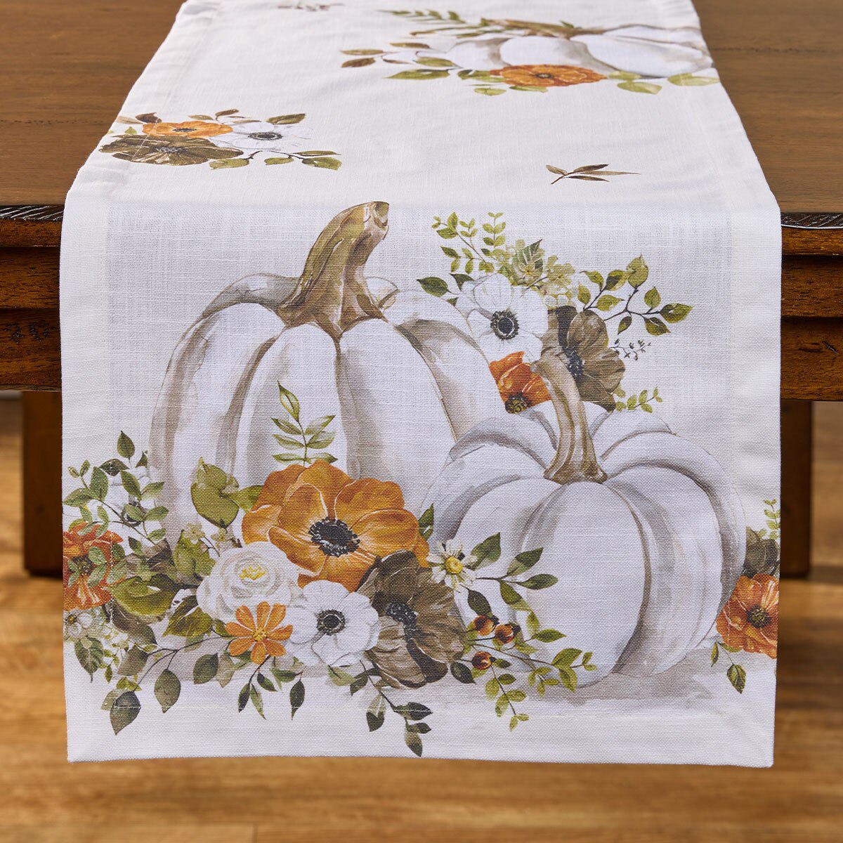 Pumpkins And Poppies Printed Table Runner 72" Long