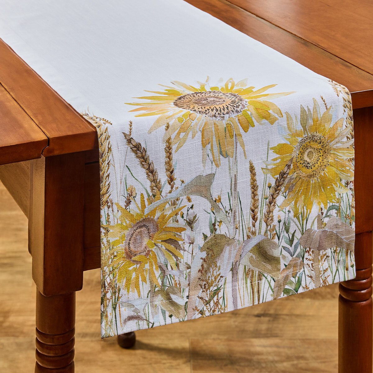 Sunflower Fields Printed Table Runner 54'' Long