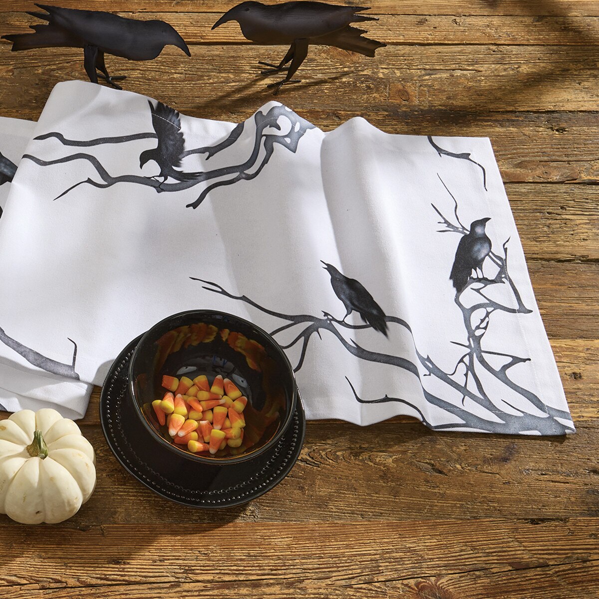 Crow Printed Table Runner 72" Long