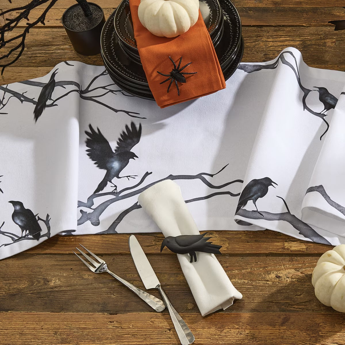 Crow Printed Table Runner 72" Long