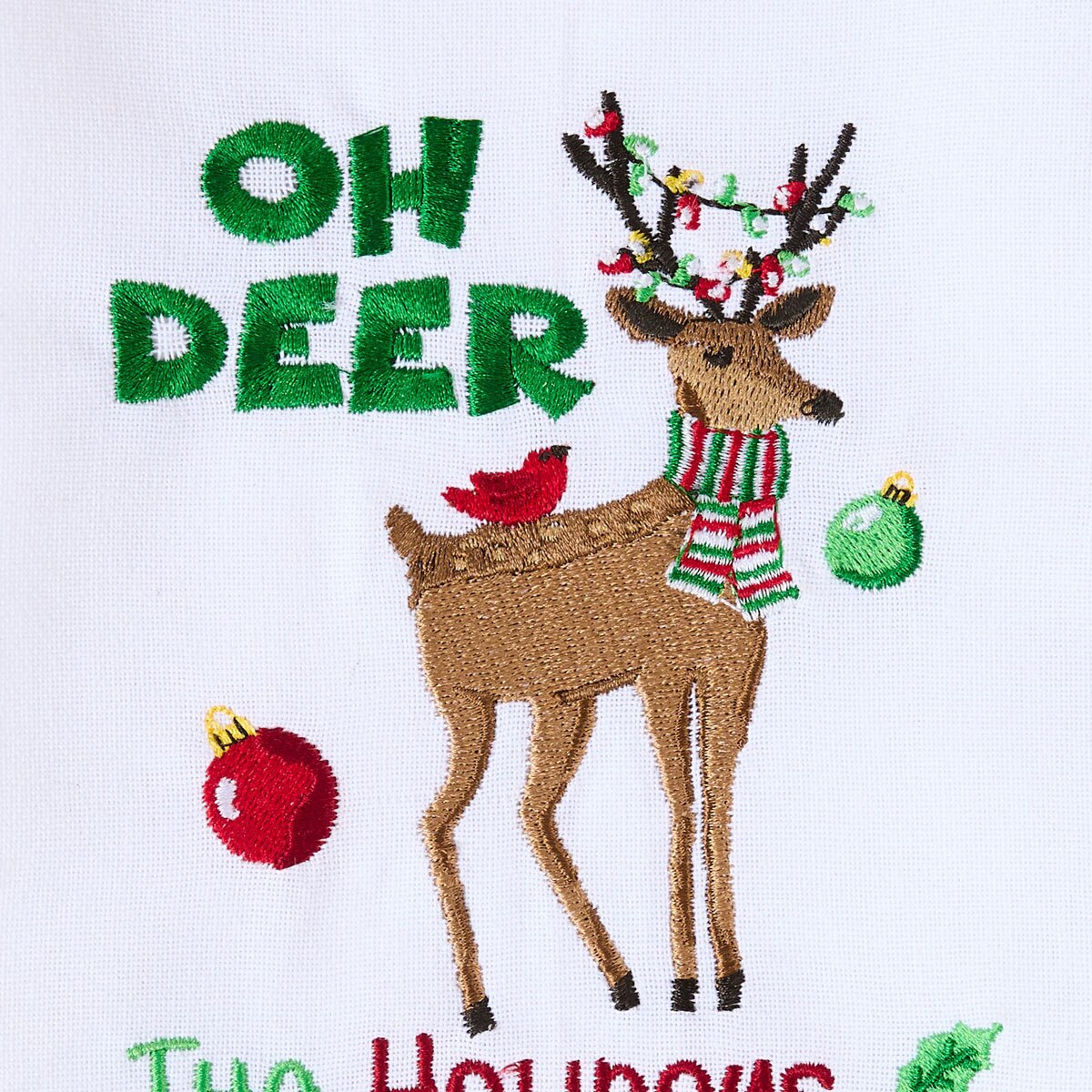 Run Run Reindeer Embroidered Oh Deer Dishtowel Decorative