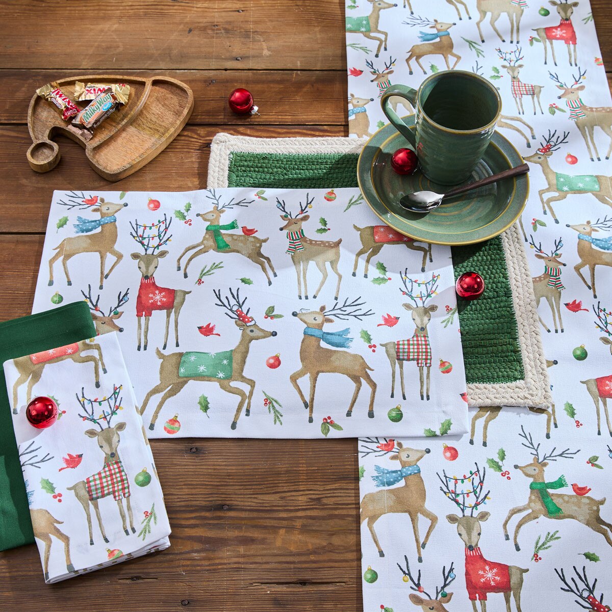 Run Run Reindeer Printed Table Runner 54'' Long