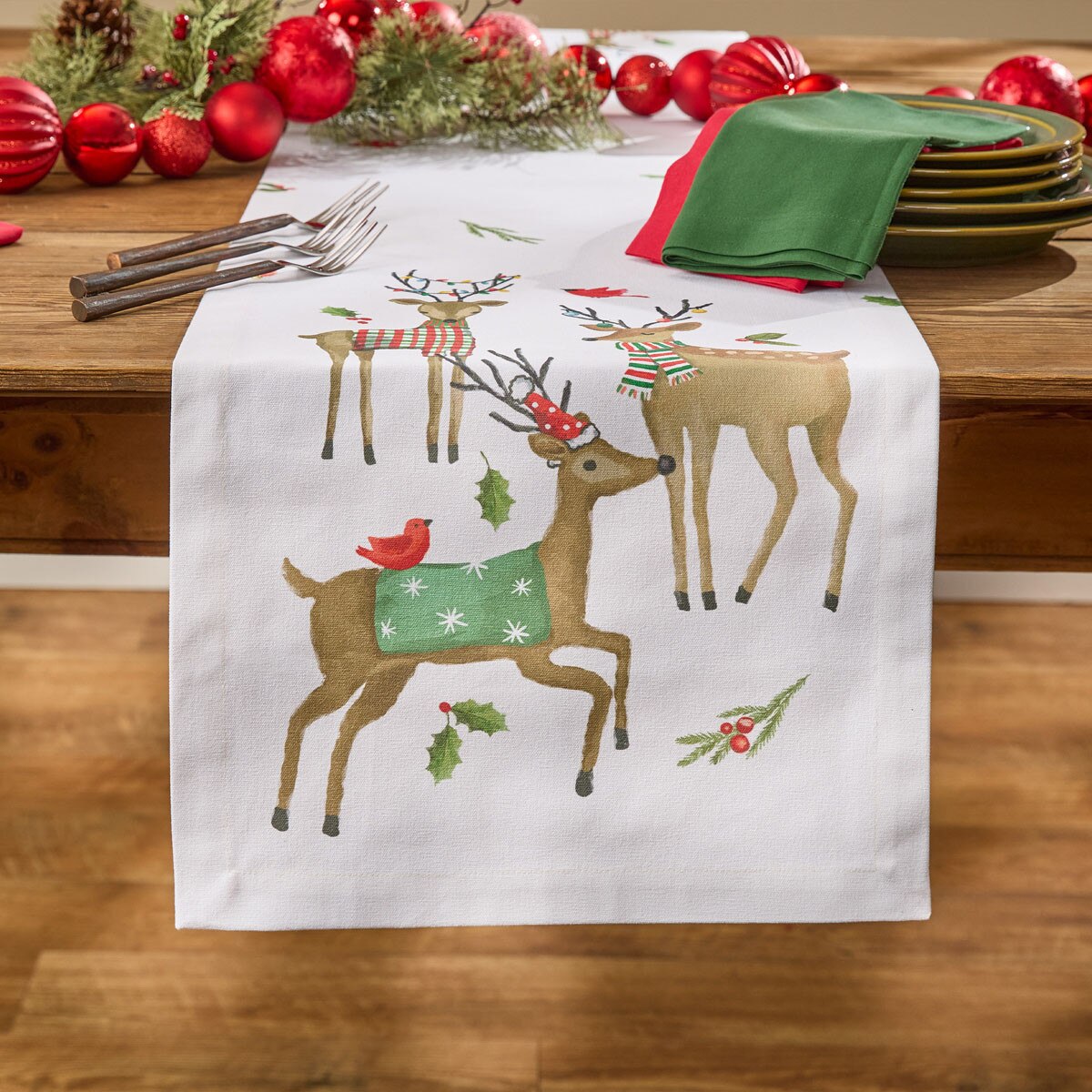 Run Run Reindeer Printed Table Runner 72" Long