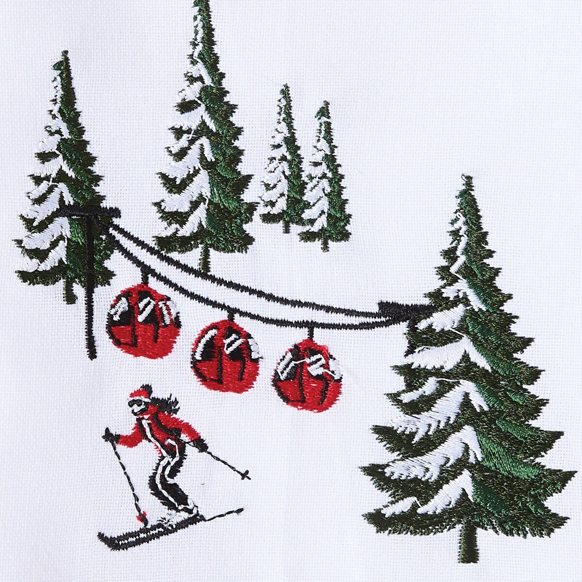 Down Hill Run Embroidered Bring On The Snow Dishtowel Decorative