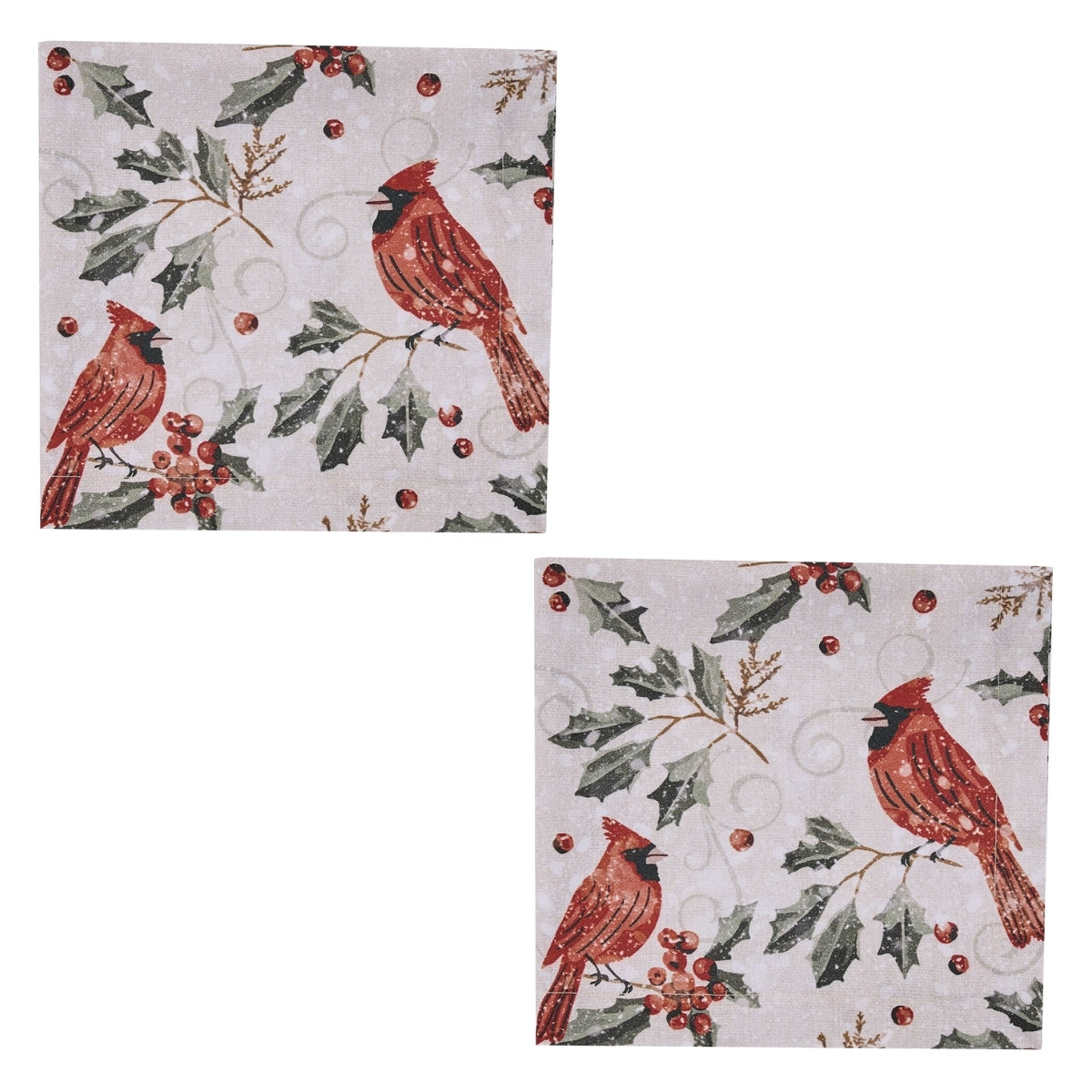 Merry Red Birds Printed Napkin Set of 2
