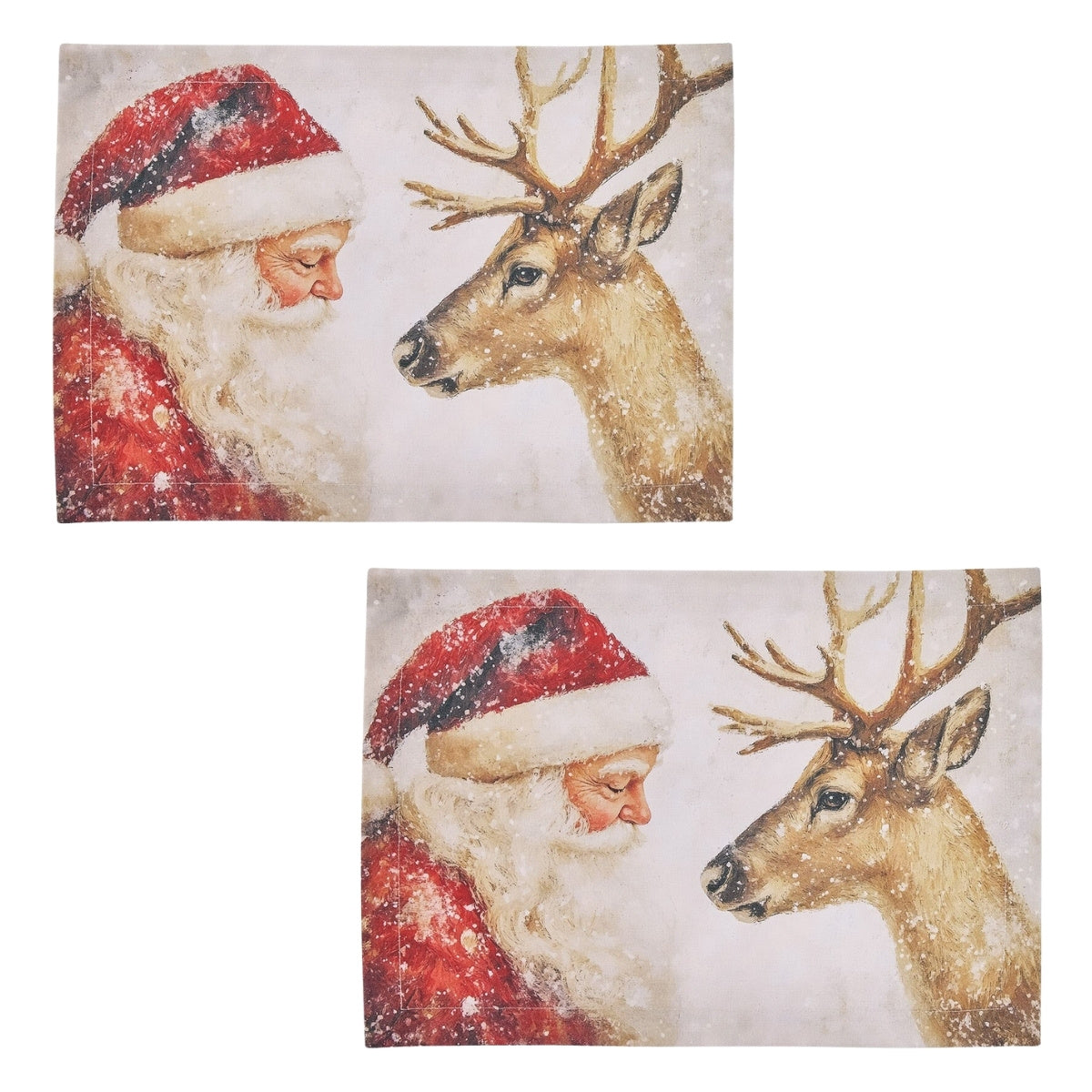 Santa And Reindeer Printed Placemat Set of 2
