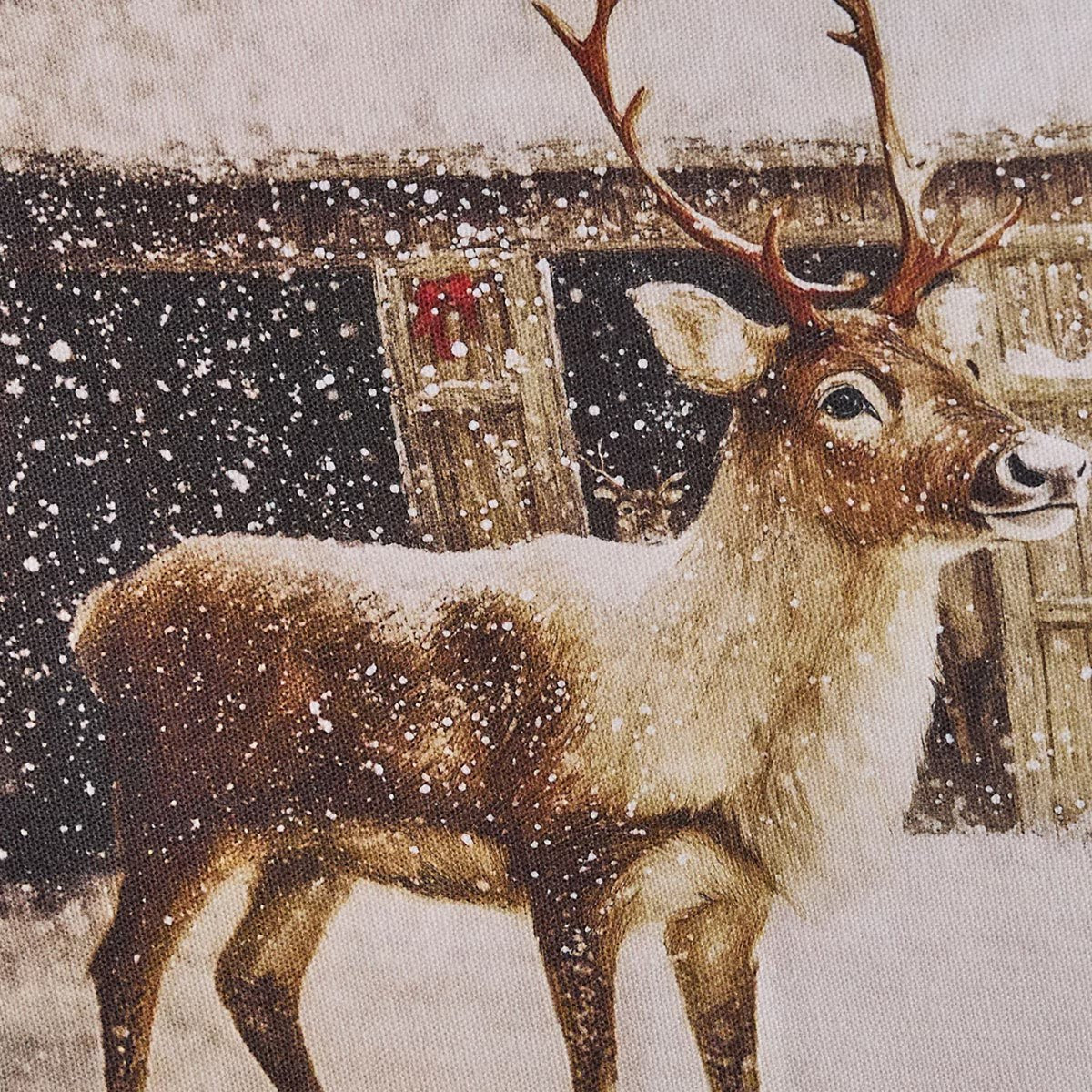 Santa And Reindeer Printed Table Runner 36" Long