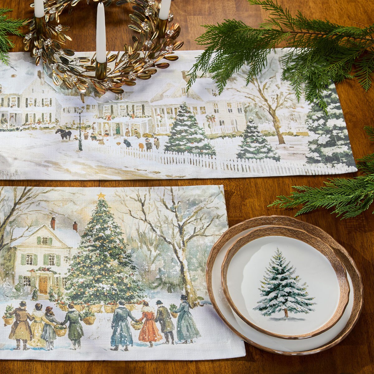Winter In The Country Printed Table Runner 36" Long