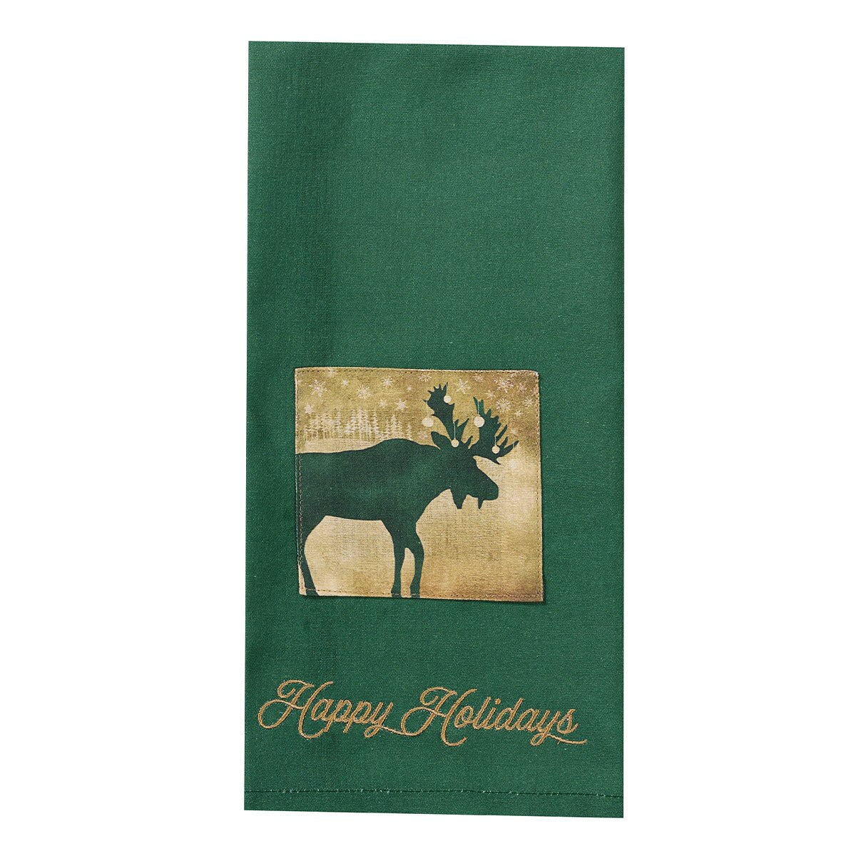 Velvet Woods Patch Happy Holidays Dishtowel Decorative