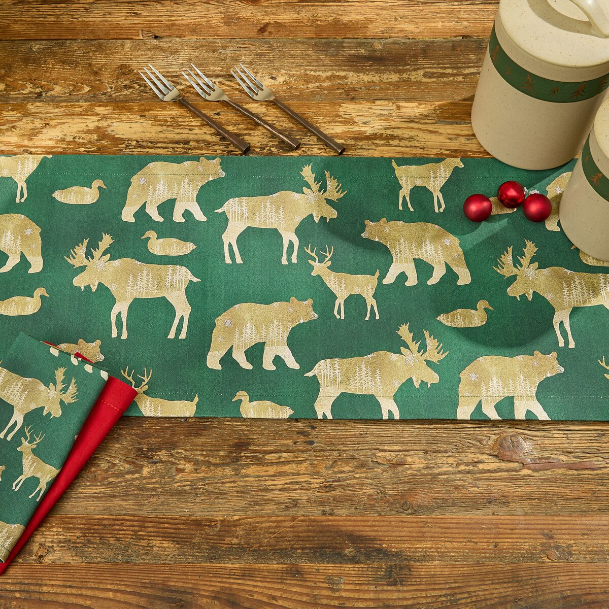 Velvet Woods Printed Table Runner 54'' Long