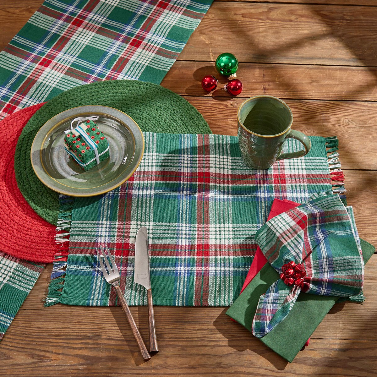 Hard Candy Christmas Plaid Table Runner 54'' Long