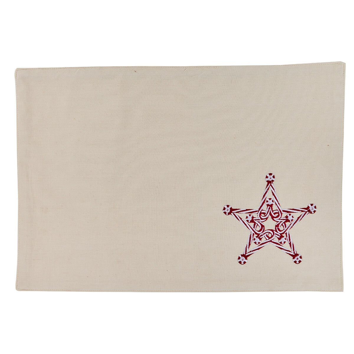 Candy Cane Star Embroidered Placemat Set of 2