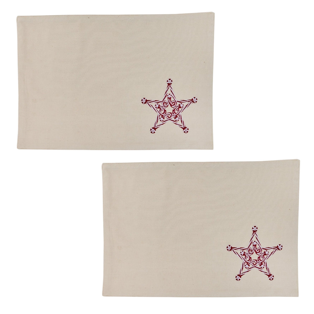Candy Cane Star Embroidered Placemat Set of 2