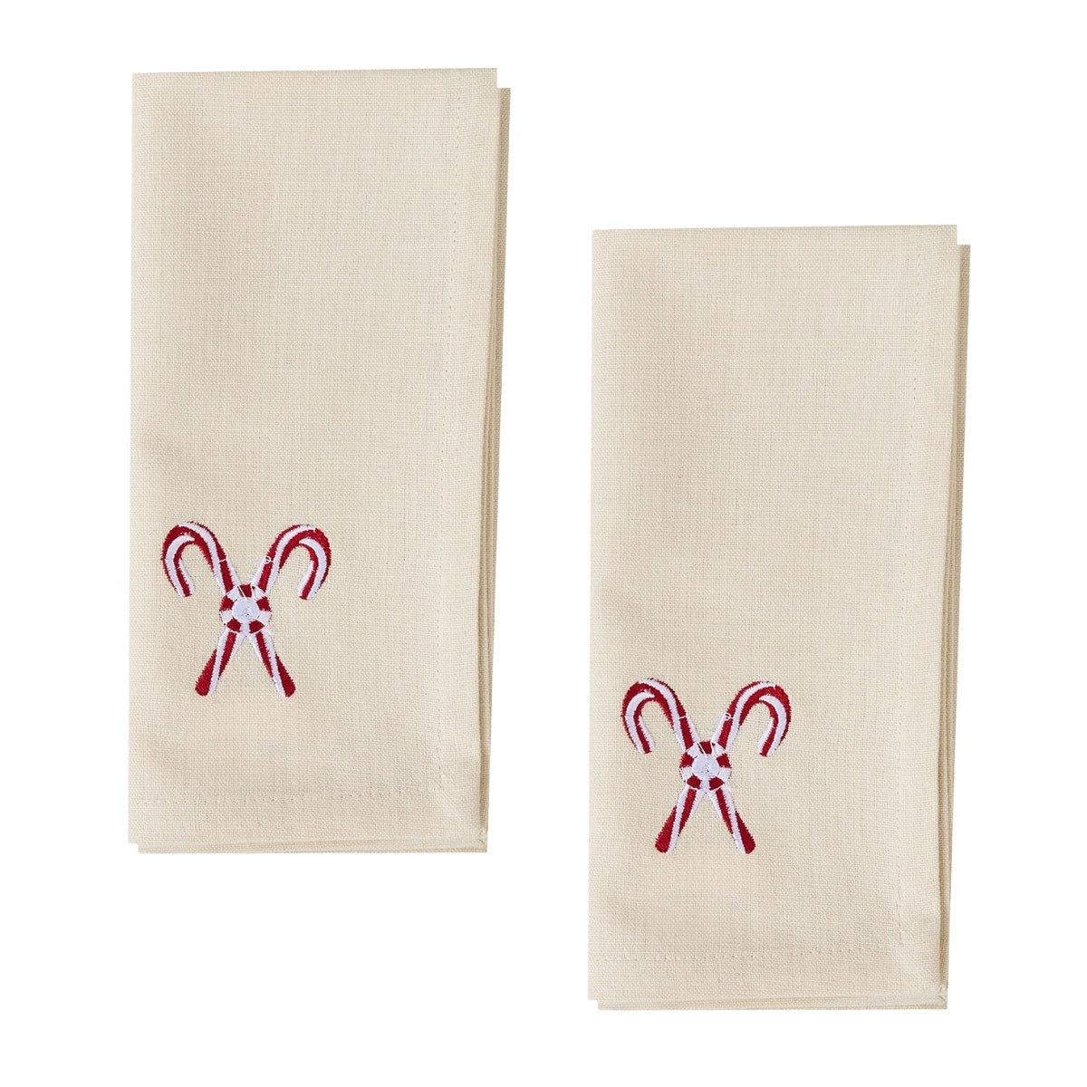 Candy Cane Star Embroidered Napkin Set of 2