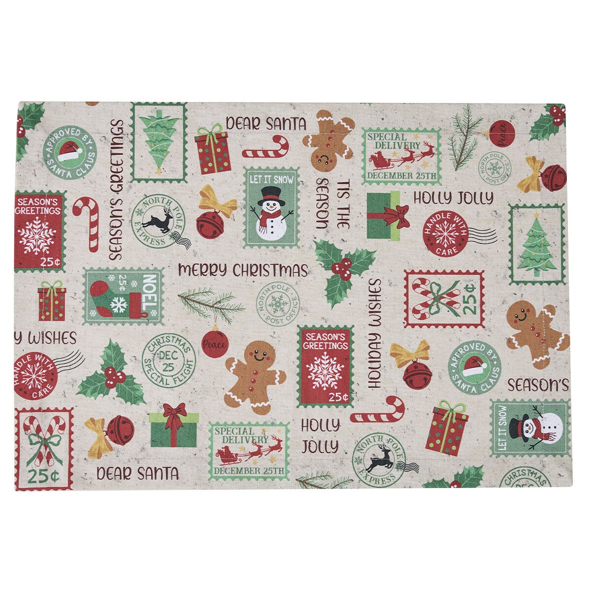 Christmas Stamps Printed Placemat Set of 2
